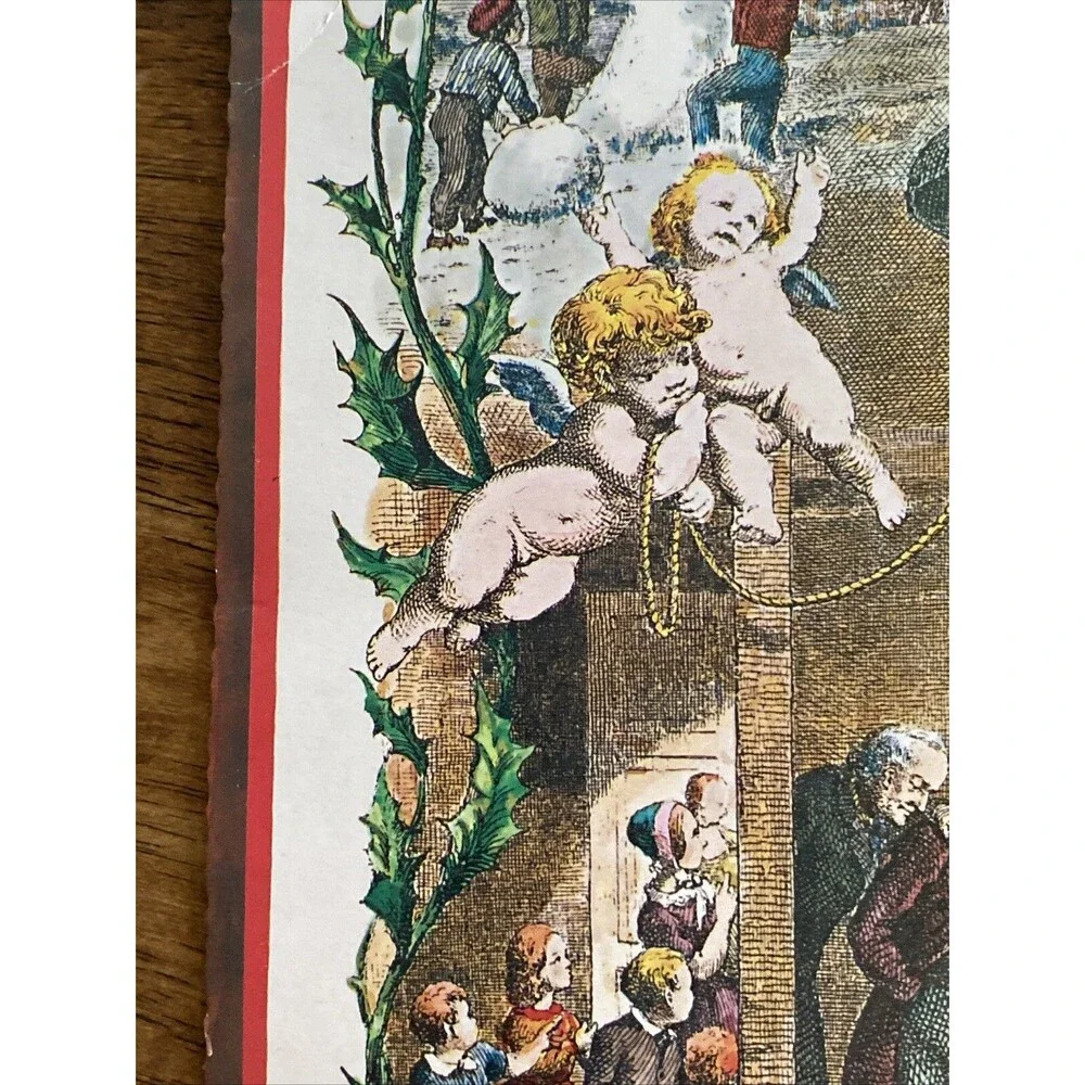 Vintage Christmas Advent Calendar w Elves Cherub Baby Jesus DANSKE BILLEDER # 40